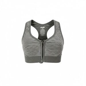 Avia Women's Heather Grey Racerback Zip Front Sports‎ Bra Size S/CH